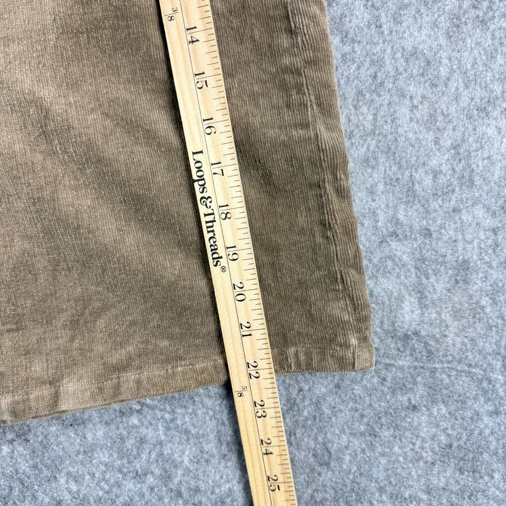 Vanilla Star Women's Skirt 9 Tan Brown Corduroy Pencil Skirt‎ w Grommet Belt Y2K